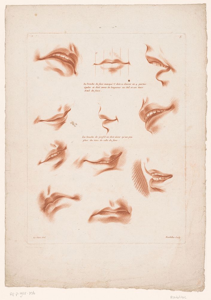 Elf monden in verschillende uitdrukkingen (1784 - 1796) by Roubillac, Pierre Thomas Le Clerc and Mondhare and Jean