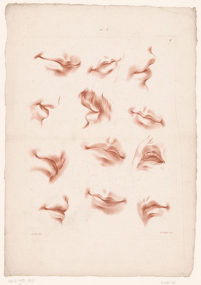 Twaalf monden in verschillende uitdrukkingen (1784 - 1796) by Roubillac, Pierre Thomas Le Clerc and Mondhare and Jean