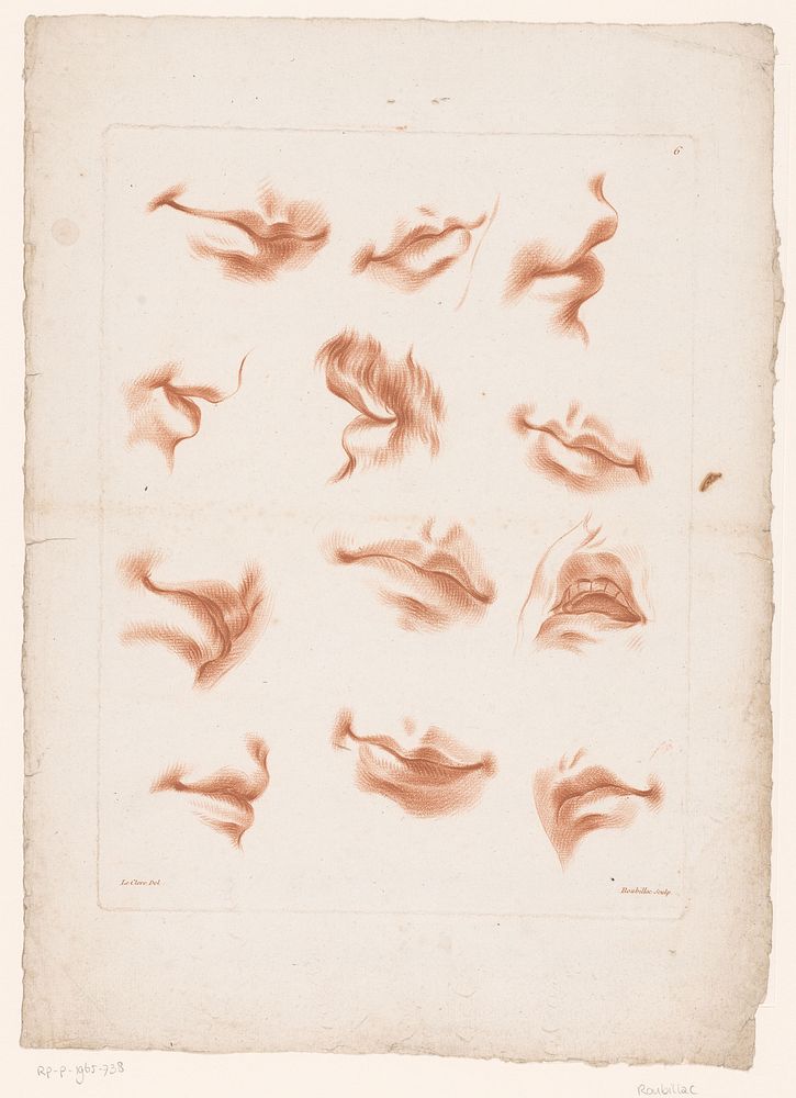 Twaalf monden in verschillende uitdrukkingen (1784 - 1796) by Roubillac, Pierre Thomas Le Clerc and Mondhare and Jean