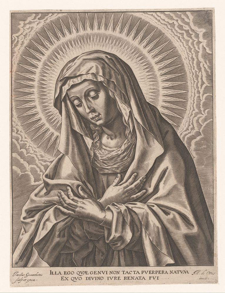 Maagd Maria (1588 - c. 1622) by Jacques Granthomme, Maerten de Vos, Hieronymus Wierix and Jacques Granthomme