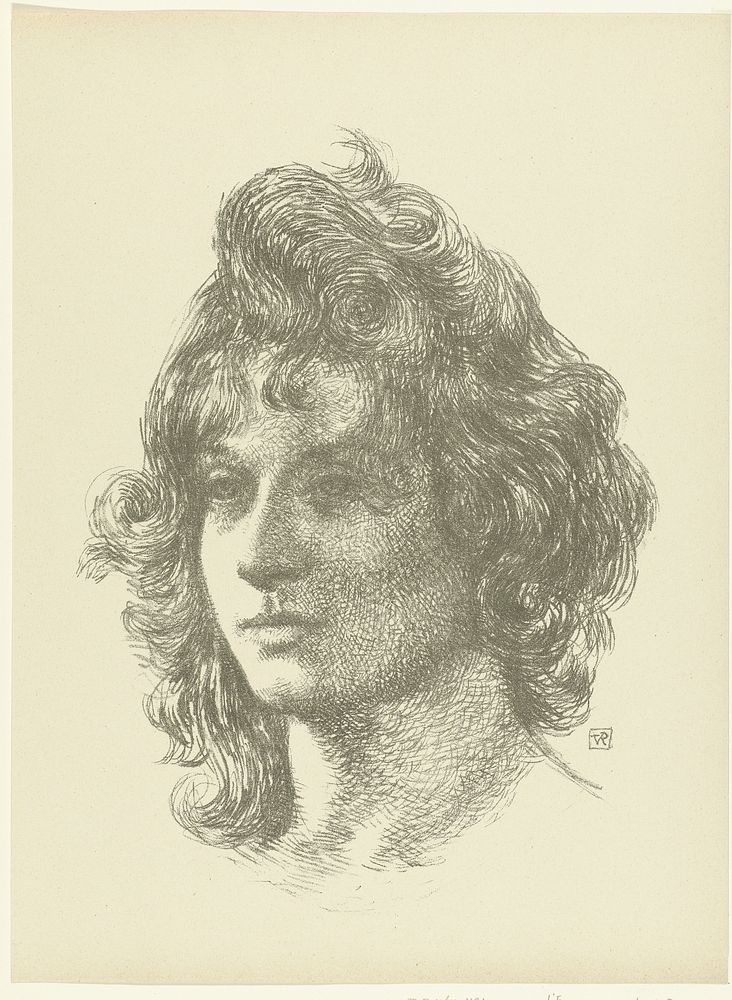 Portret van jonge vrouw (1895) by Theo Van Rysselberghe, Theo Van Rysselberghe, L Epreuve and P Lemaire