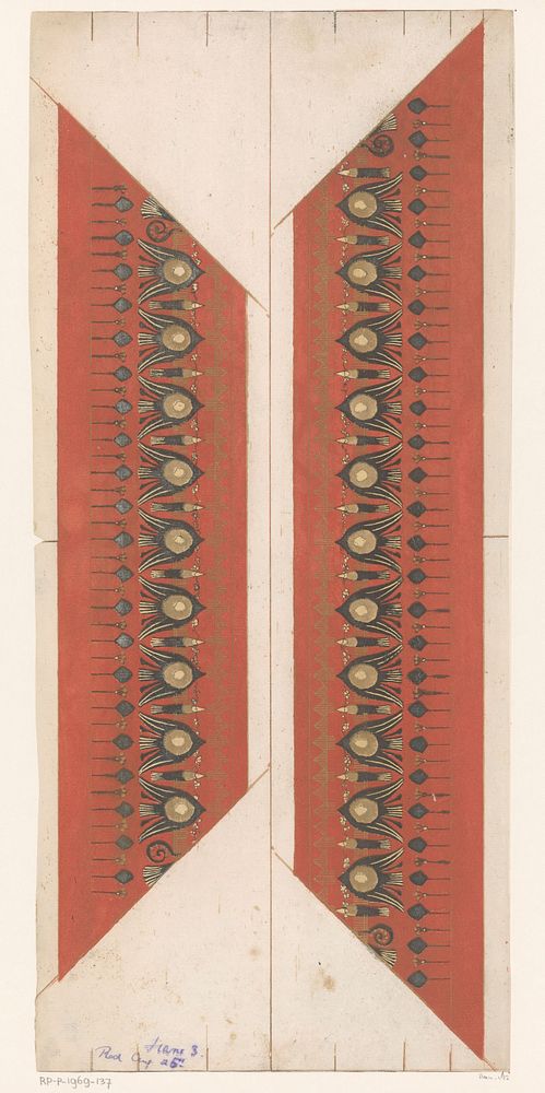 Omlijsting in rood met lotusmotieven (1857 - 1926) by Théodore Roussel