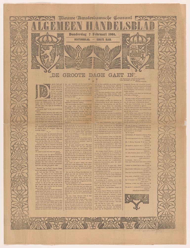 Pagina van het Algemeen Handelsblad van 7 februari 1901 (1901) by Carel Adolph Lion Cachet and Charles Boissevain