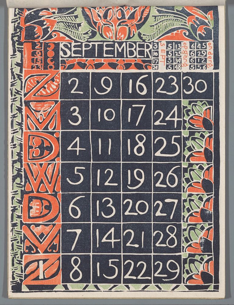 Kalenderblad september 1900 (1900) by Carel Adolph Lion Cachet and Scheltema and Holkema s Boekhandel