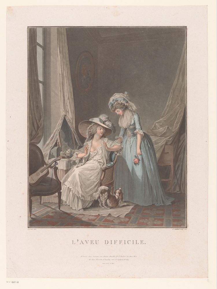 Slaapkamer met twee vrouwen aan een toilettafel (1787) by Jean François Janinet, Niclas Lafrensen II, Jean François Janinet…