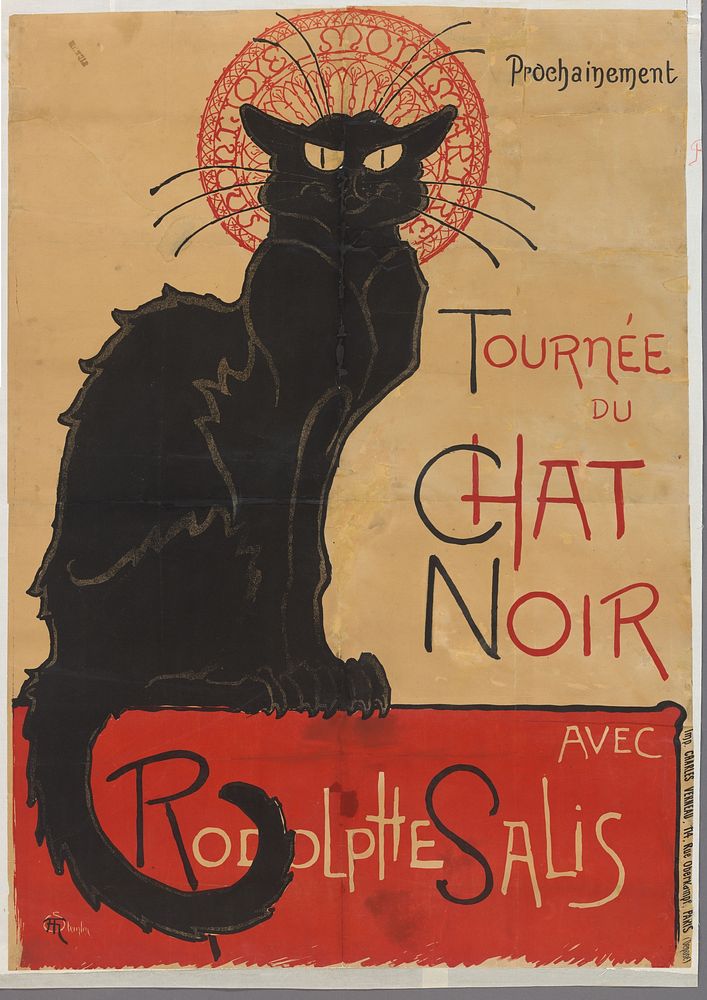 Affiche voor het theatercafé Le Chat Noir in Parijs (1896) by Théophile Alexandre Steinlen and Charles Verneau