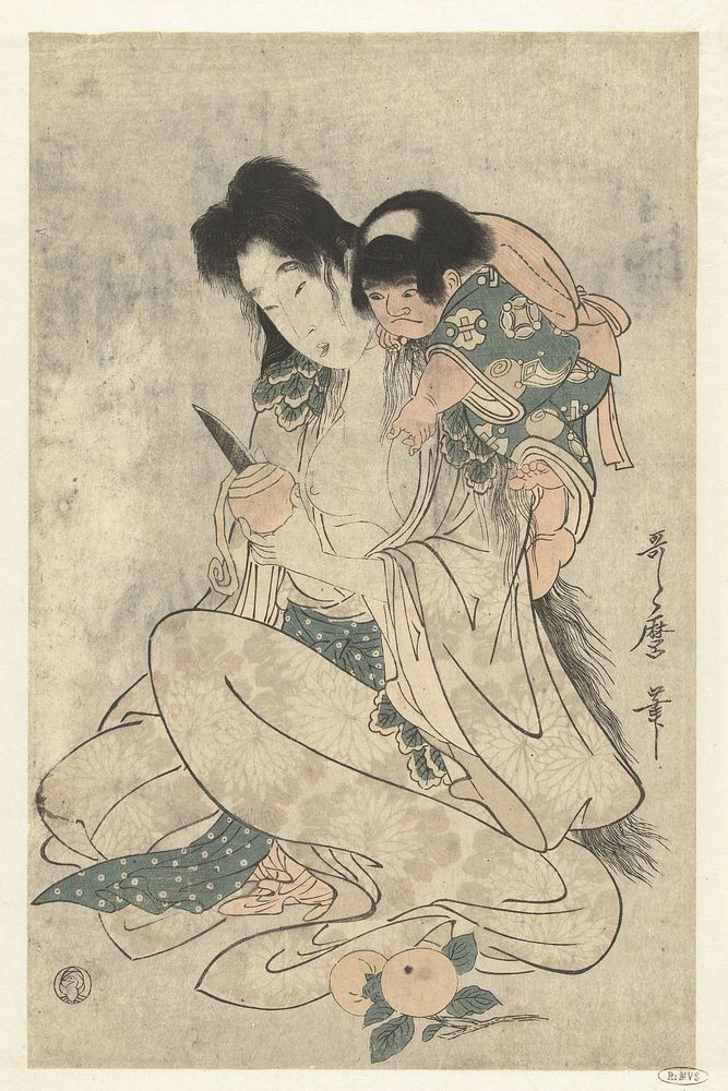 Kintoki en Yamauba (1800 - 1805) by Kitagawa Utamaro and Tsuruya Kinsuke Sokakudo