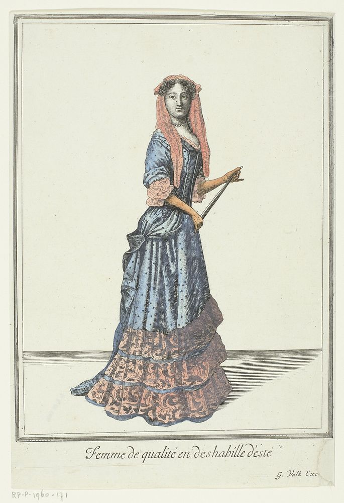 Femme de qualité en deshabille d'esté (c. 1680 - c. 1690) by anonymous, Dieu de Saint Jean and Gerard Valck