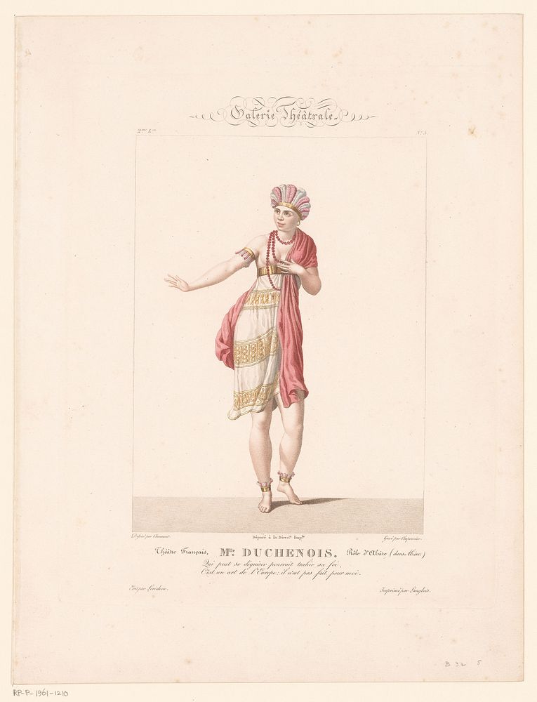 Portret van mevrouw Duchenois in de rol van Alzire (1812 - 1834) by Alexandre Chaponnier, Chaumont, Langlois, Lorichon and…