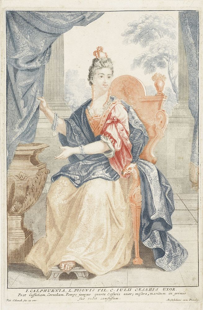 Portret van Calpurnia Pisonis (1675 - 1711) by Pieter Schenk I and Pieter Schenk I