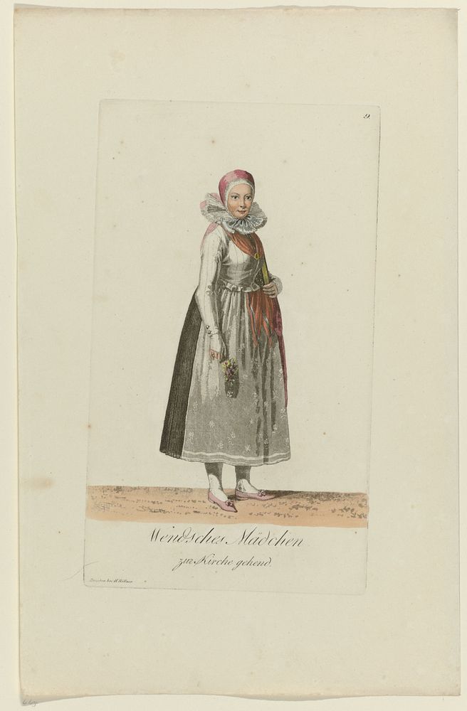 Wendisch meisje in kostuum (1803 - 1808) by Samuel Gränicher and Heinrich Rittner
