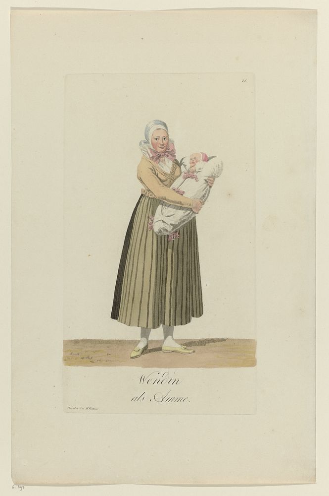 Wendische vrouw als kraamhulp (1803 - 1808) by Samuel Gränicher and Heinrich Rittner