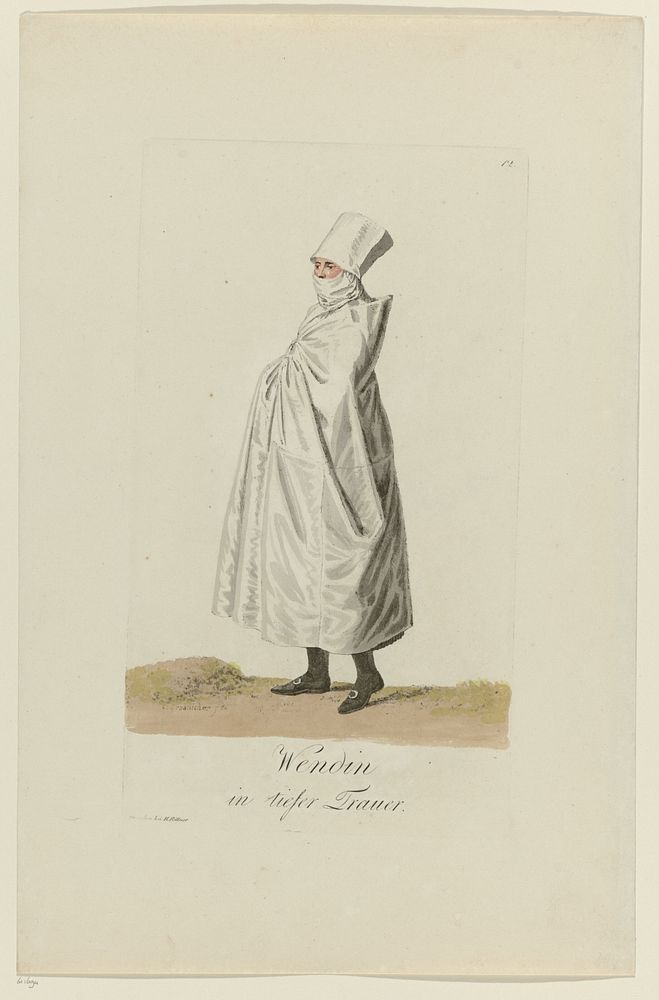 Wendische vrouw in rouwkleding (1803 - 1808) by Samuel Gränicher and Heinrich Rittner