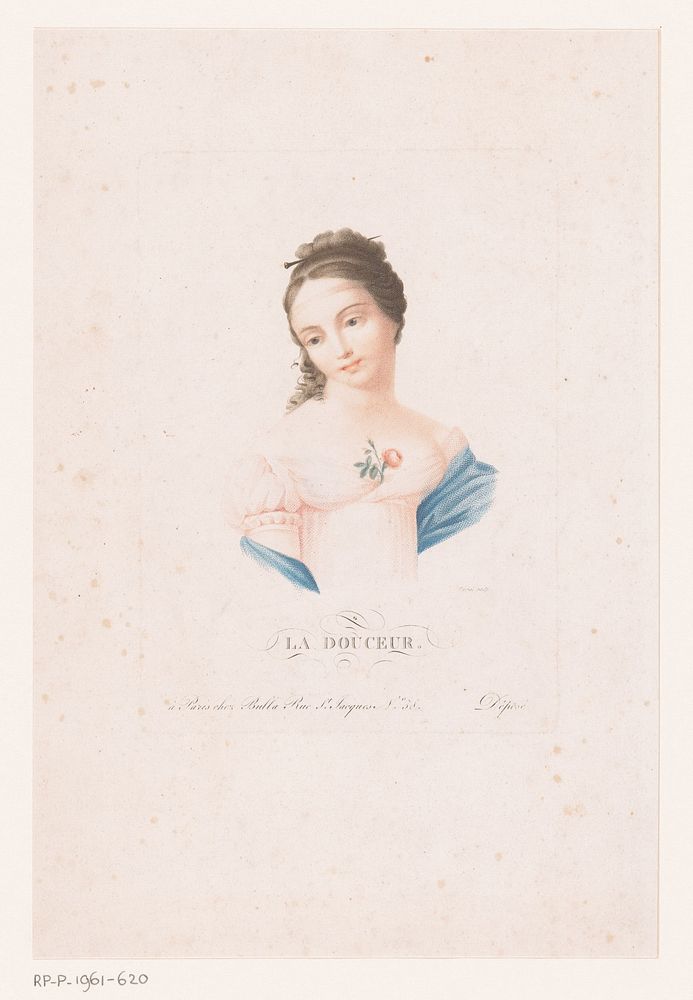 Jonge vrouw met roos als personificatie van de zachtheid (1791 - 1839) by Claude Joseph Pomel and Eugène Bulla and Eugène…