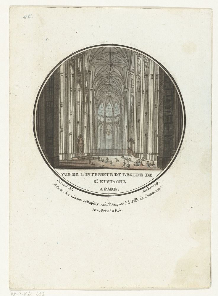 Interieur van de Saint Eustache kerk (1772 - 1792) by Jean François Janinet, Jean Nicolas Louis Durand, Esnauts and Rapilly…