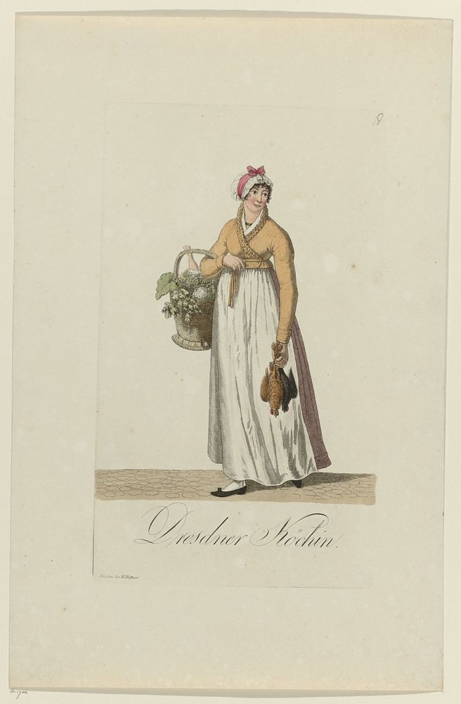 Kostuum van een kokkin uit Dresden (1803 - 1808) by Samuel Gränicher and Heinrich Rittner