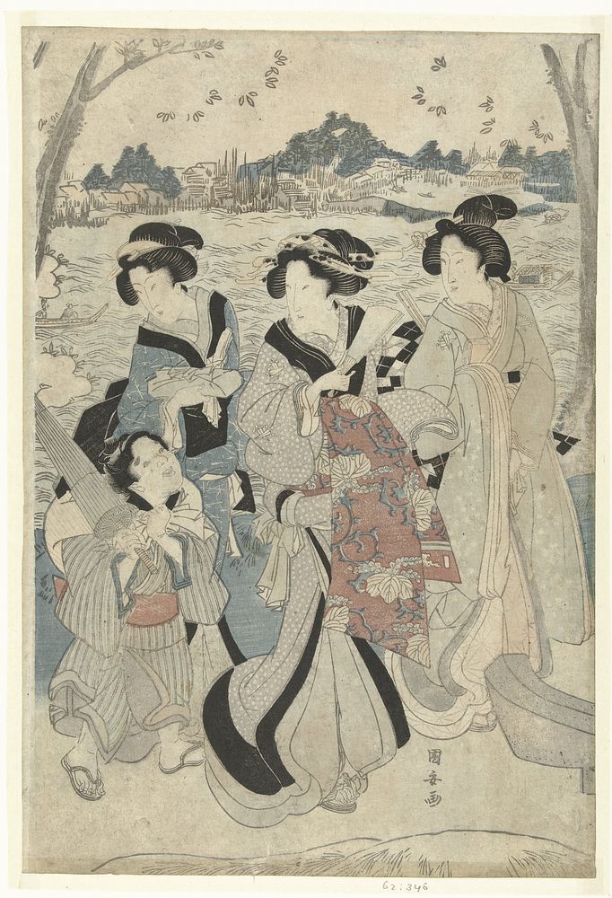 Uitje langs de Sumida (1810 - 1820) by Utagawa Kuniyasu