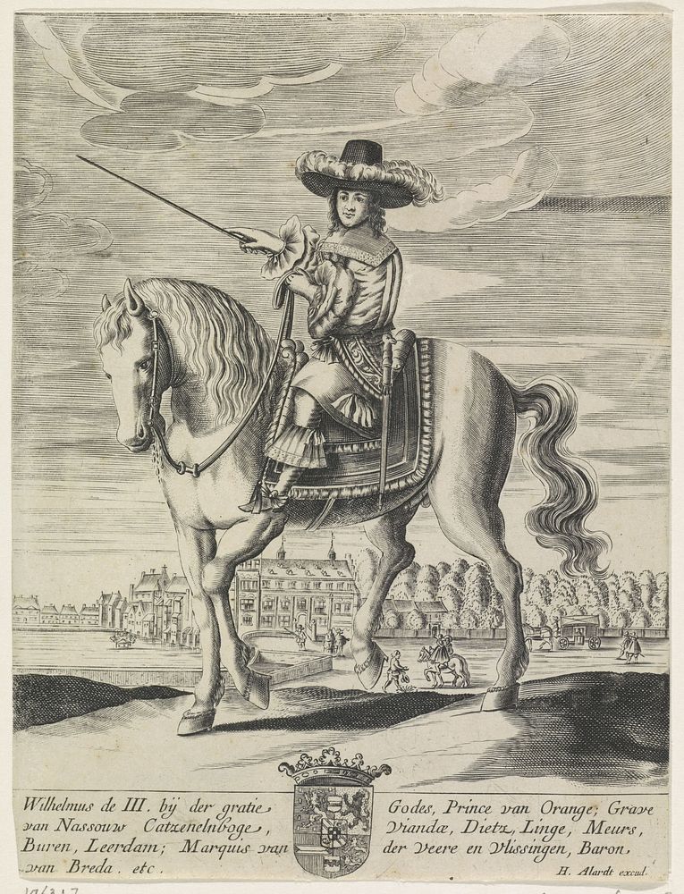 Ruiterportret van Willem III, prins van Oranje (1660 - 1684) by anonymous and Hugo Allard I
