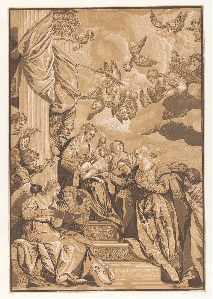 Huwelijk van de heilige Catharina (1745) by John Baptist Jackson, Paolo Veronese, John Baptist Jackson and William Windham