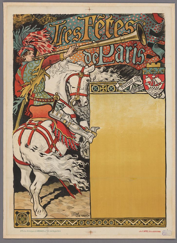 Affiche voor 'Les fêtes de Paris' (1885) by Eugène Grasset, F Appel and Edouard Monnier and Cie