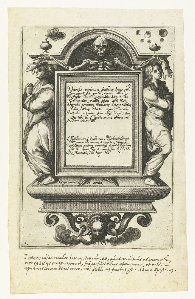 Titelprent voor prentserie De maskerades (1595 - 1596) by Jacques de Gheyn II, Zacharias Dolendo, Jacques de Gheyn II, Hugo…