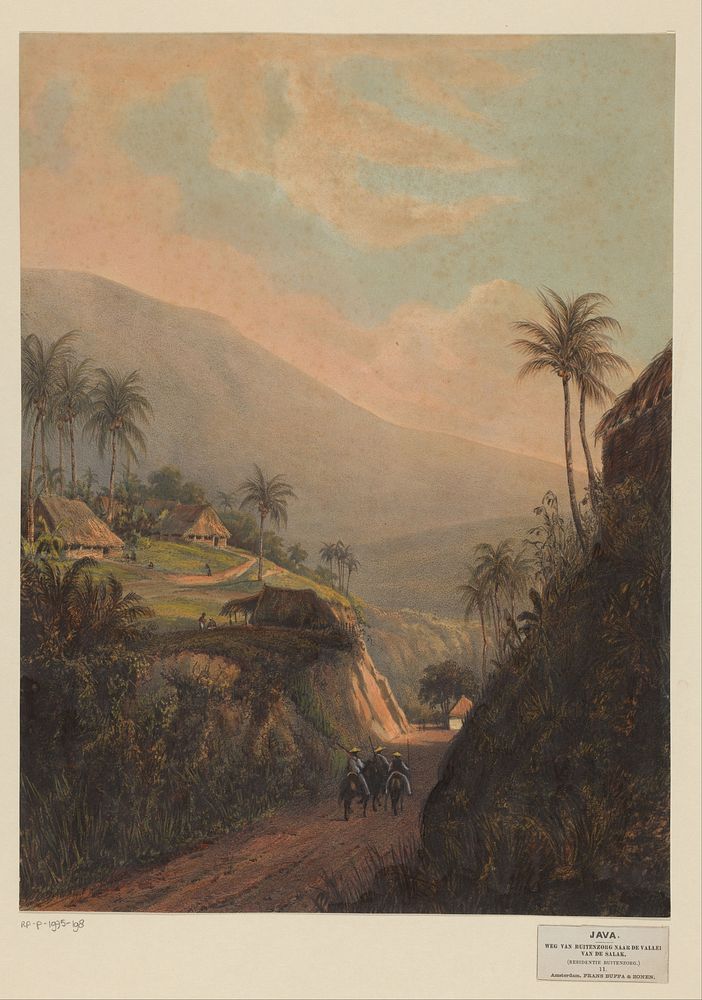 Gezicht op een weg naar de vallei van Salak op Java (1869) by Johan Conrad Greive, Abraham Salm and Frans Buffa en Zonen