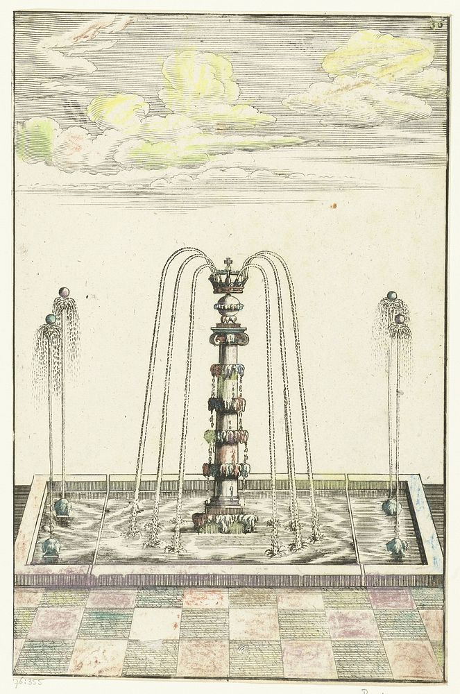 Rechthoekig bassin met Ionische zuil (1664) by anonymous, Georg Andreas Böckler, Christoph Gerhard and Paul Fürst