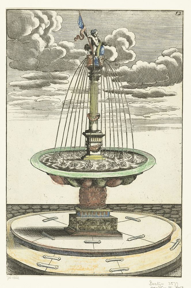 Rond bassin met Toscaanse zuil (1664) by anonymous, Georg Andreas Böckler, Christoph Gerhard and Paul Fürst