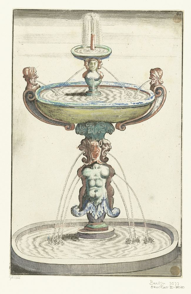 Drie ronde bassins boven elkaar (1664) by anonymous, Georg Andreas Böckler, Christoph Gerhard and Paul Fürst