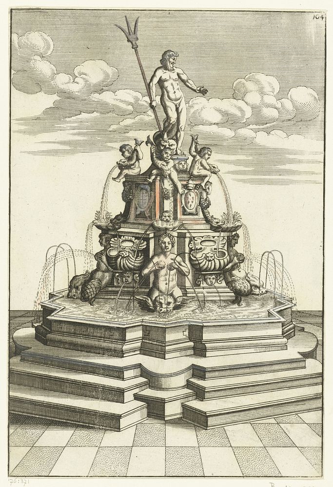Veelhoekig bassin op verhoging met trappen (1664) by anonymous, Georg Andreas Böckler, Christoph Gerhard and Paul Fürst