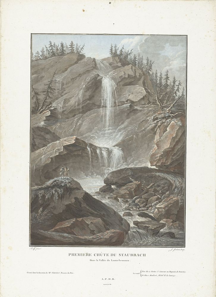 Waterval van Stabbauch (1772 - 1785) by Jean François Janinet, Caspar Wolf, Claude Joseph Vernet, M Graff, Pierre Blin and…