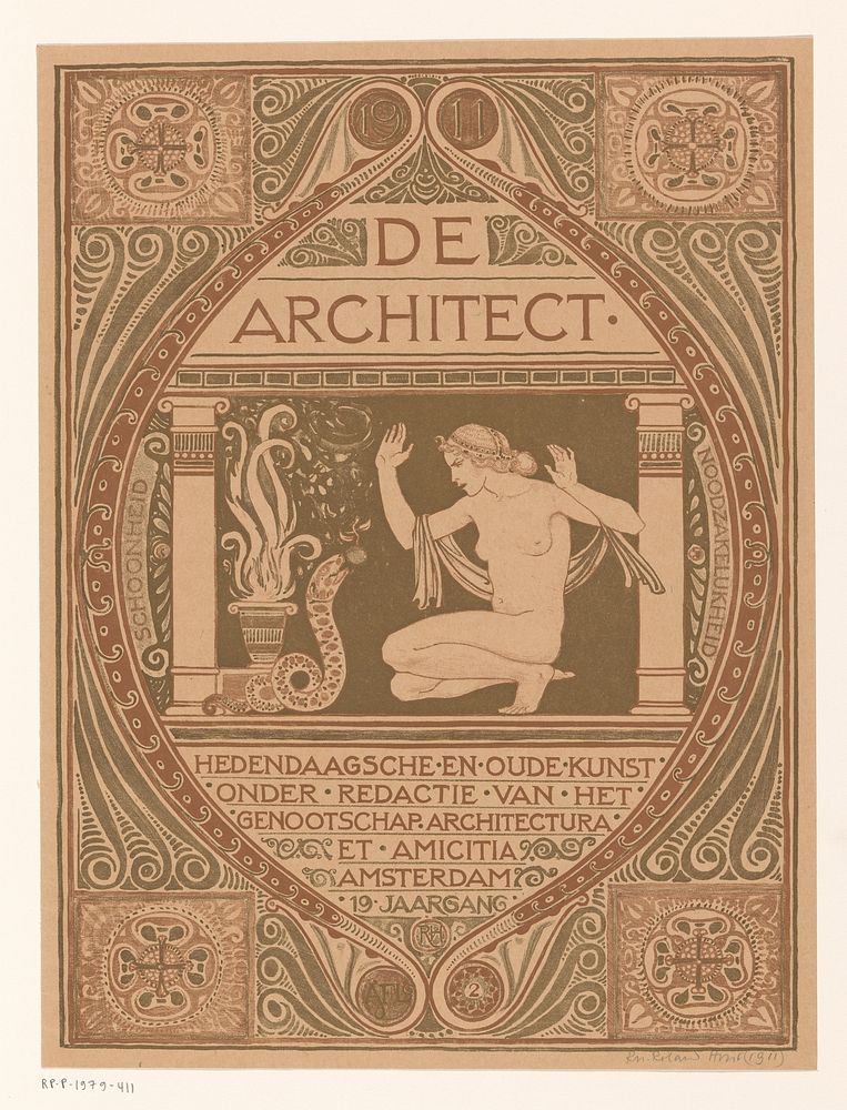 Omslagontwerp voor: De Architect, 1911 (1911) by Richard Nicolaüs Roland Holst