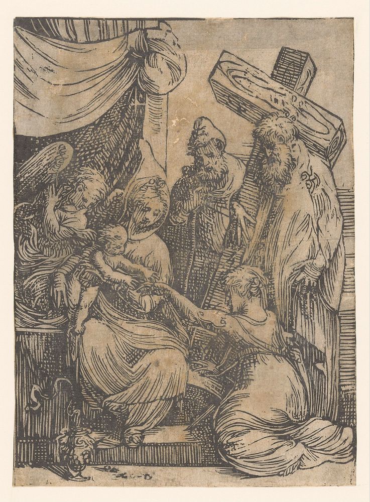 Mystieke huwelijk van de heilige Catharina (c. 1550 - c. 1560) by Schiavone