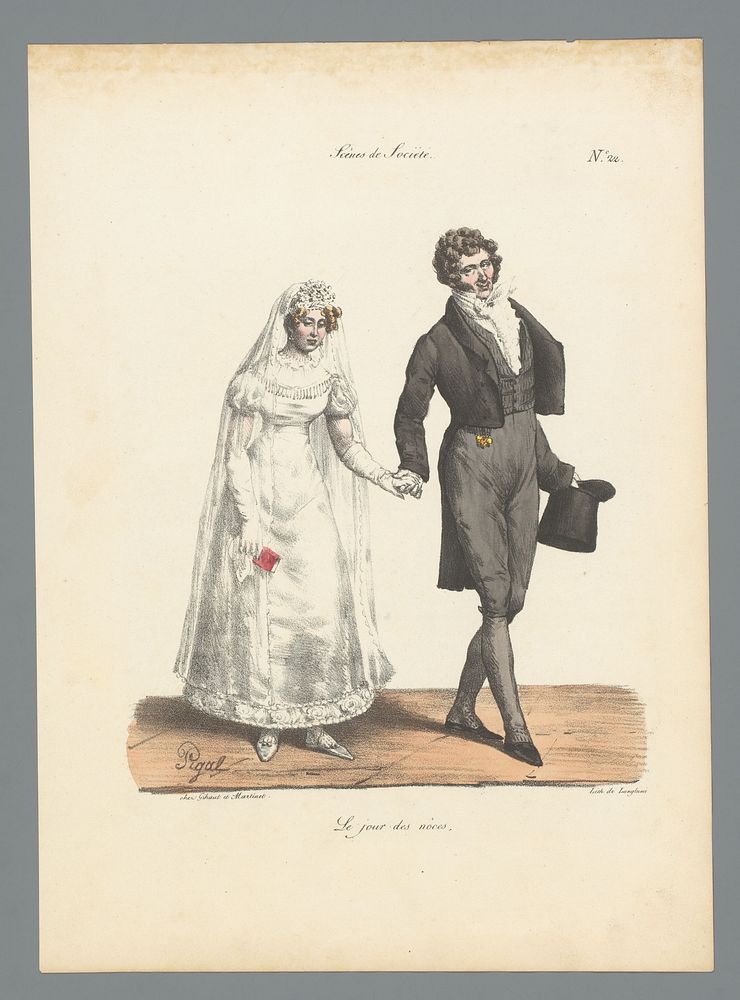 Paar in trouwkleding (1823) by Edme Jean Pigal, Pierre Langlumé and Gihaut et Martinet