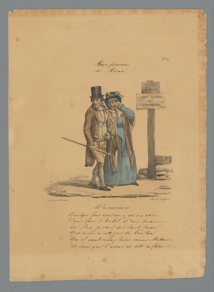 Gearmd lopend paar wendt het hoofd af van stank (1825) by Edme Jean Pigal, Pierre Langlumé and Gihaut et Martinet