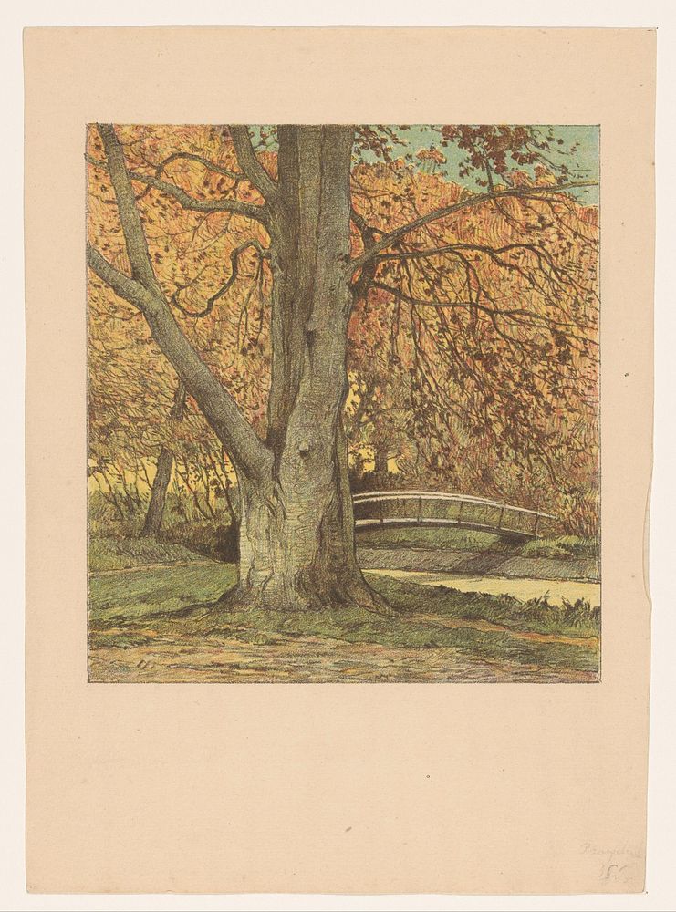 Boom bij beek in de herfst (1876 - 1948) by Simon Moulijn