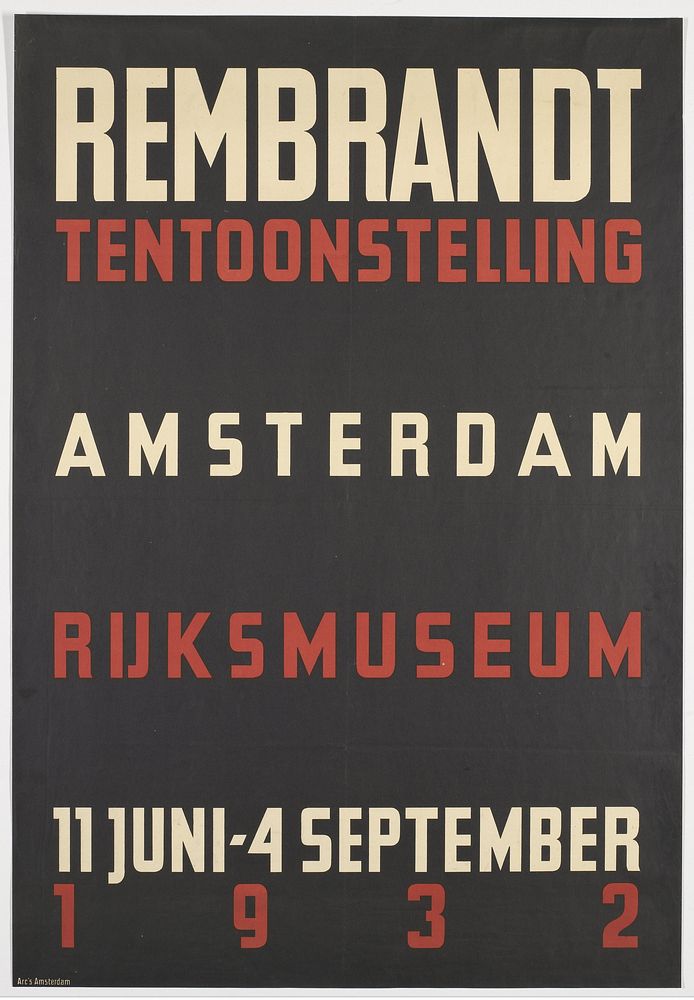 Rembrandttentoonstelling Amsterdam Rijksmuseum 11 Juni - 4 September 1932. (1932) by anonymous