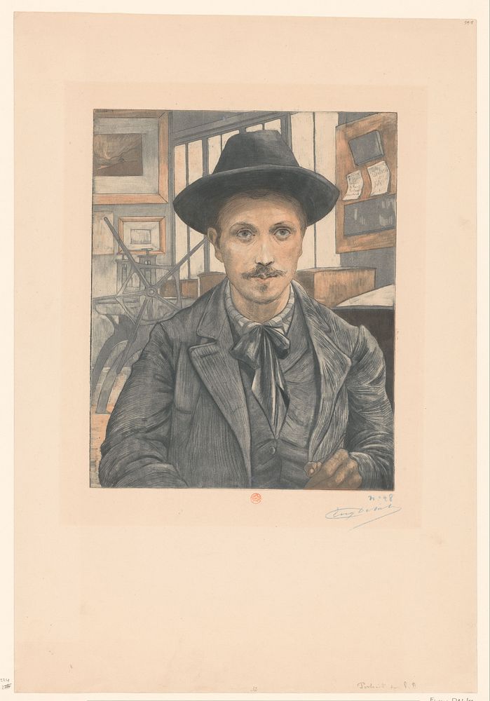 Zelfportret van Eugène Delâtre (c. 1894) by Eugène Delâtre