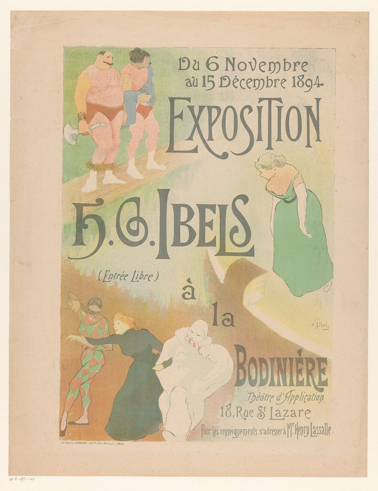 Affiche voor expositie H.G. Ibels in theater La Bodinière (1894) by Henri Gabriel Ibels and Eugène Verneau