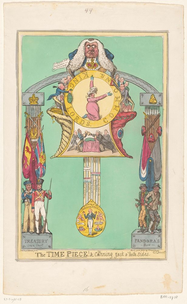 Klok met de koningin op de wijzerplaat, 1820 (1820) by Robert Isaac Cruikshank and George Humphrey