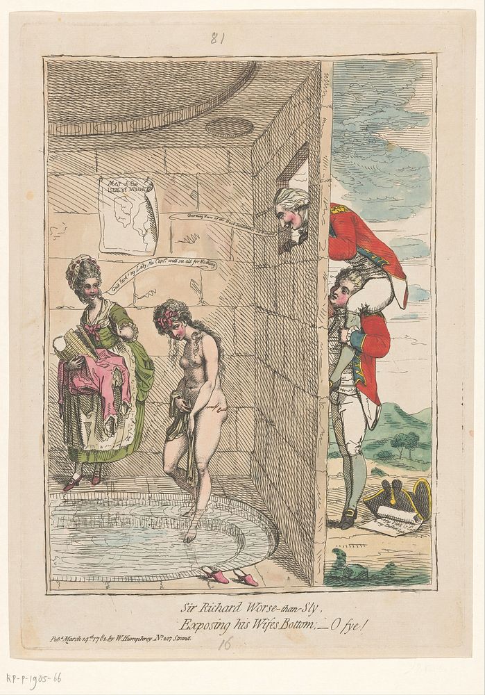 Spotprent op Sir Richard Worsley (1782) by James Gillray and William Humphrey