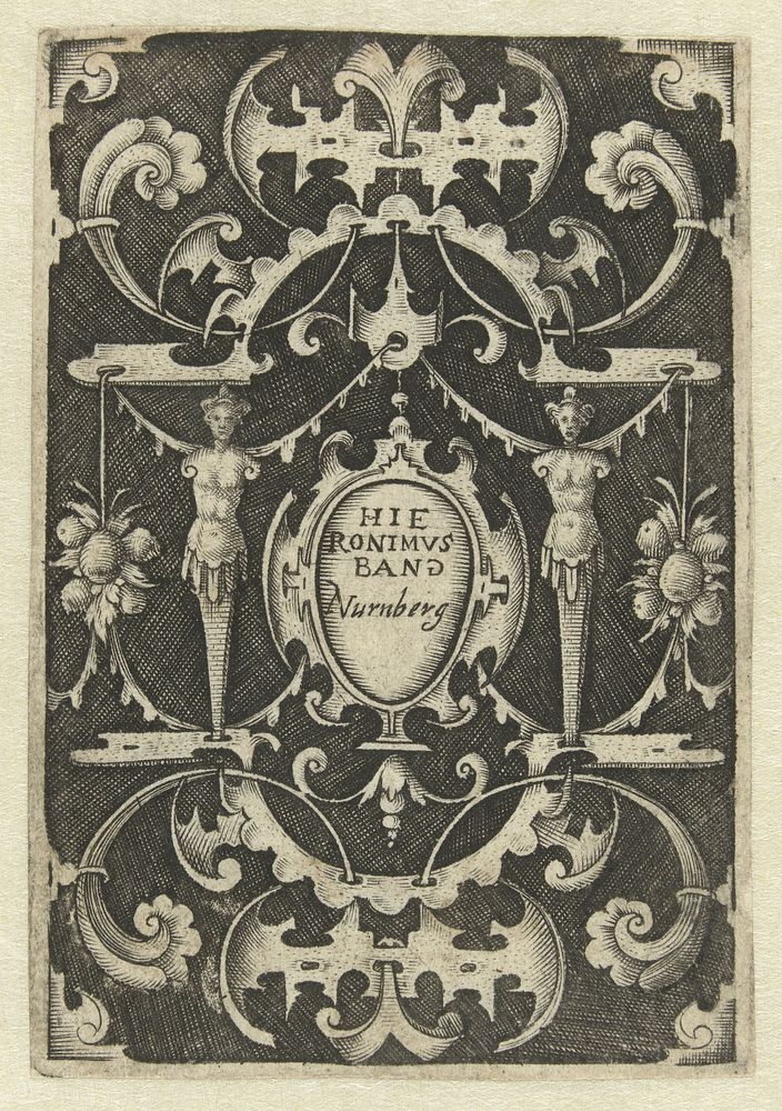 Titelblad van serie vlakdecoraties met personificaties van de vijf zintuigen (1563 - 1633) by anonymous, Hieronymus Bang and…