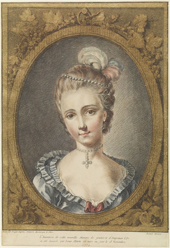 Buste van een jonge vrouw met parelketting (1774 - 1793) by Louis Marin Bonnet, Pierre Thomas Le Clerc, Piogé, Jean Baptiste…