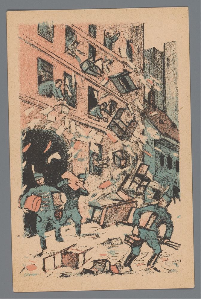 Huisraden worden door soldaten op straat gegooid (1920) by Mihály Biró and Arbeiter Buchhandlung