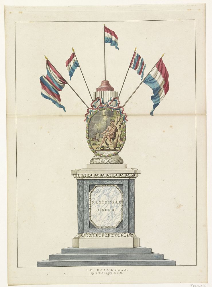 De Revolutie, decoratie op het Koningsplein, 1795 (1795) by anonymous, Johannes van Dregt and Pierre Esaye Duyvené