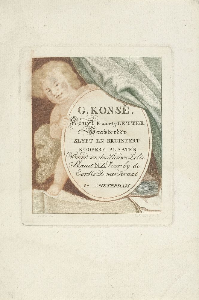 Visitekaart van Gerrit Konsé (1761 - 1828) by Gerrit Konsé