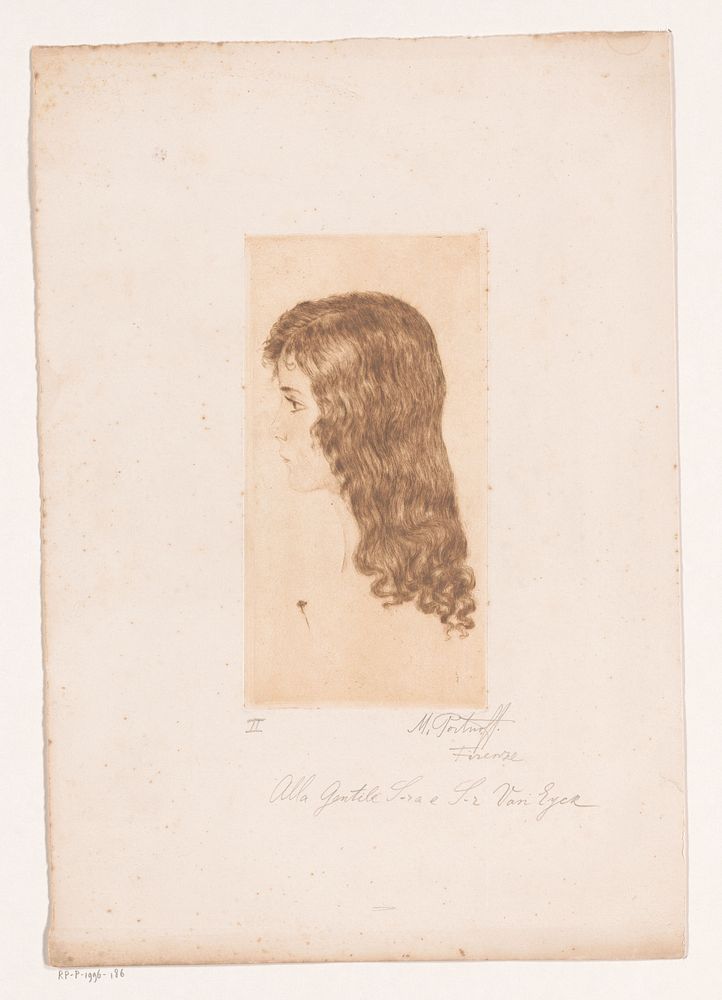 Meisjeskopje met lang haar en profil (1897 - 1949) by Michal Portnoff