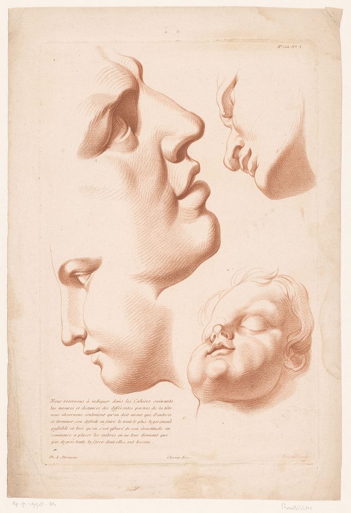 Koppen van man, vrouw en kind (c. 1780) by Roubillac, Philippe Louis Parizeau and Jacques François Chéreau