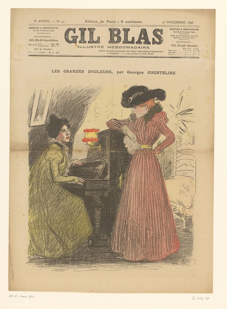 Staande vrouw bij vrouw aan het klavier (1898) by V PHG Michel, Théophile Alexandre Steinlen and anonymous