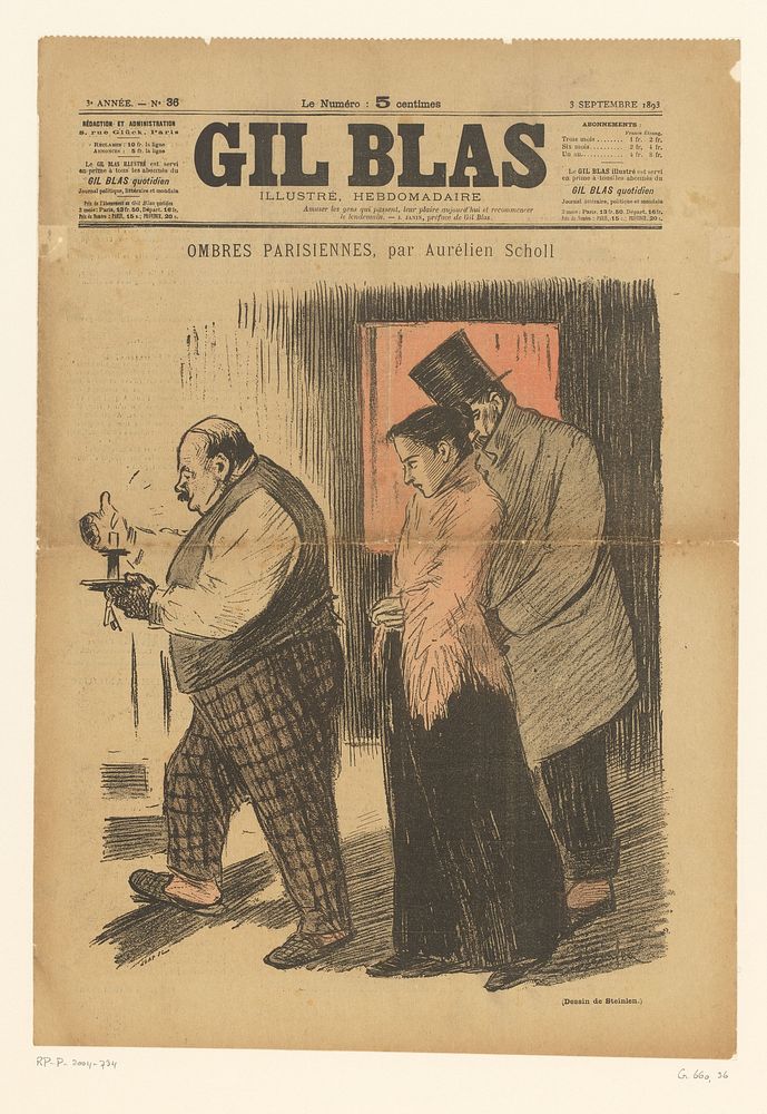 Koppel volgt man met nachtkaars (1893) by Monogrammist SGAP, Théophile Alexandre Steinlen and anonymous